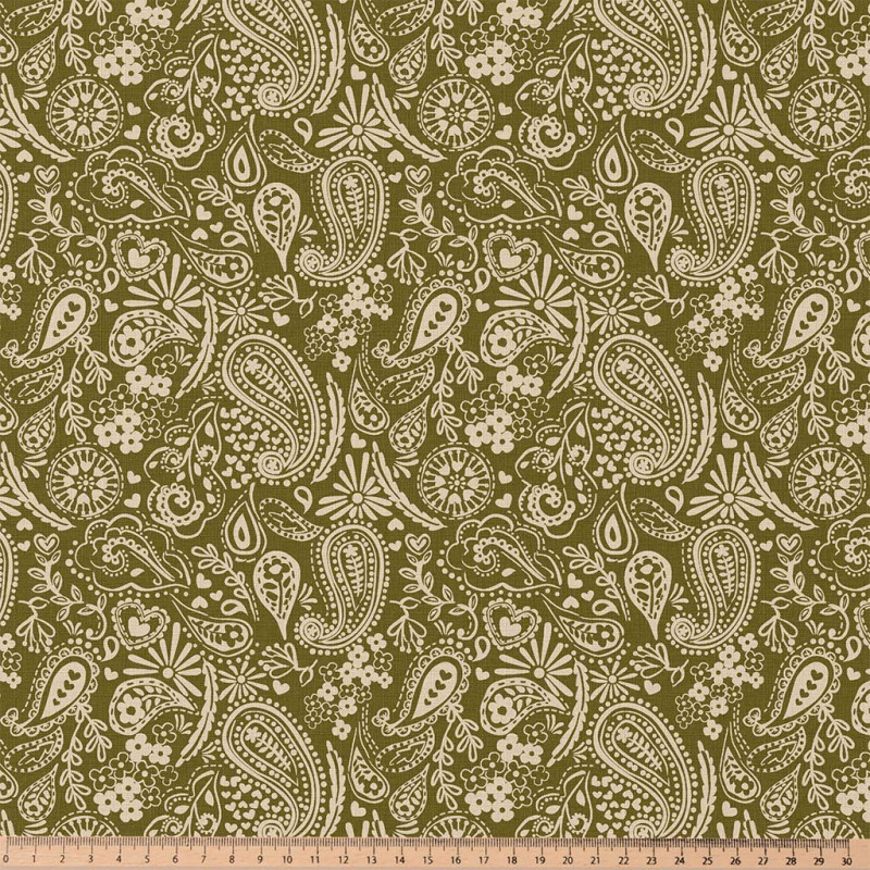 Printed Cotton SADYA Green / Ecru